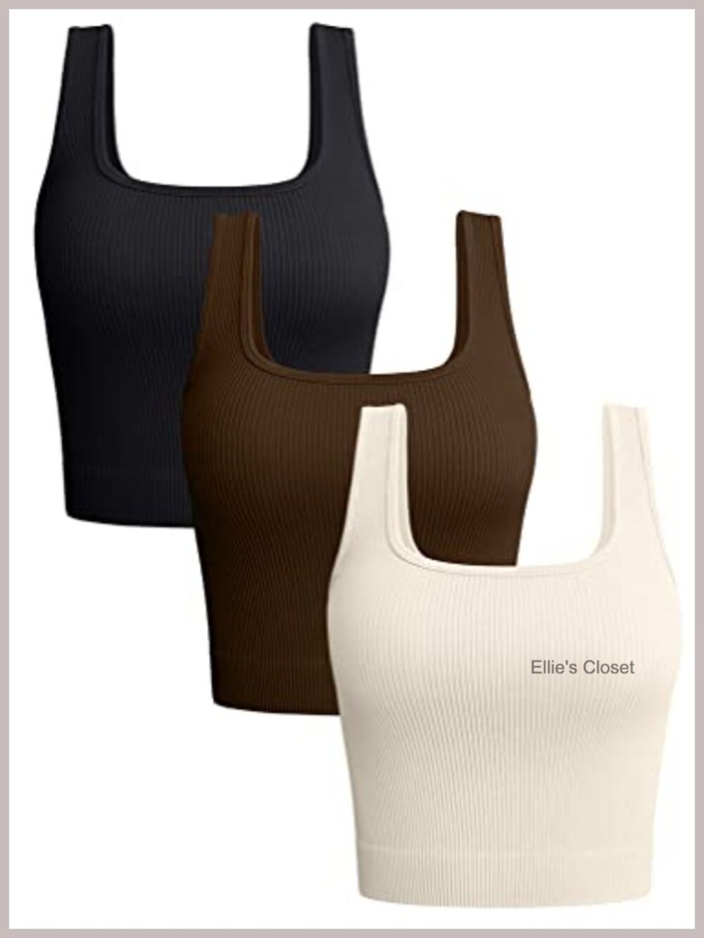 3 Pack Ribbed Seamless Tank Tops Scoop Neck Crop Tops for Women